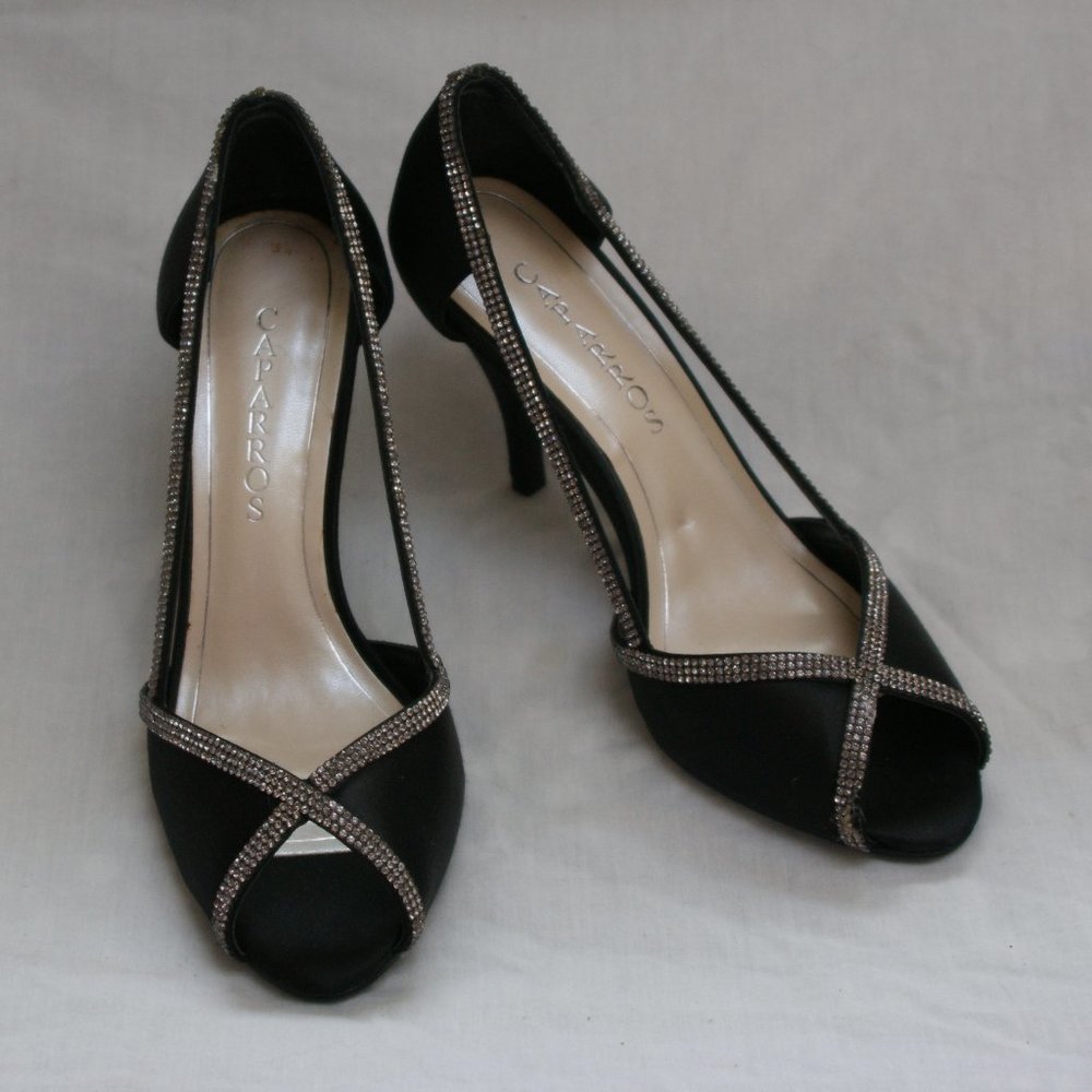 NWT Caparros Satin/Rhinestone Peep Toe Heels 8.5